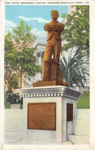 Postcard TN: Sam Davis Monument, Capitol Grounds, Nashville, Tennessee WB 1934 - Picture 1 of 2