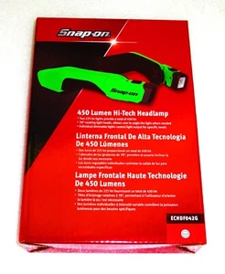 *NEW* Snap-on ECHDF042G HIGH-TECH HEADLAMP LIGHT *GREEN* 450 LUMENS Rechargeable - Picture 1 of 5