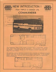 Motor Home Brochure - Triple E Canada - Commander Class A 771 961 - 1991 (MH63) - Picture 1 of 1