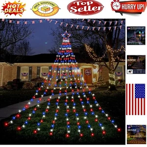 Red, White, and Blue Outdoor Fairy Lights - 4th of July Celebration Must-Have - Picture 1 of 9