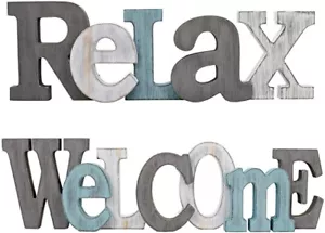 Rustic Wooden Welcome / Relax / Home Cutout Sign Freestanding Tabletop Wall Sign - Picture 1 of 37