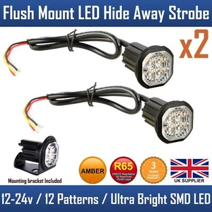 AMBER Flush Strobe LED Hide Away Lights 12V 24V Halterung LightBar Recovery Beacon - Bild 1 von 17