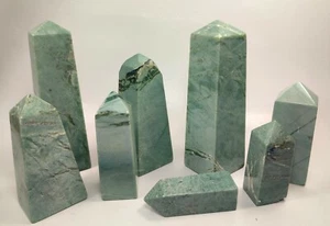 Polished Jadeite Towers w/Mica patches from Afghanistan 8 pcs Oblesik Towers - Picture 1 of 8