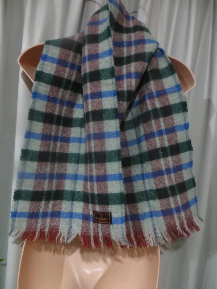 SCARF VINTAGE 80'S ~ CRAIGMILL ~ Pure Wool Tartan Pattern ~ - image 1 of 1
