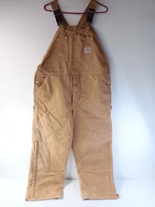 Carhartt Men's Overall Quilt Lined Double Knee R02 BRN 44x30 Made in USA - Picture 1 of 13
