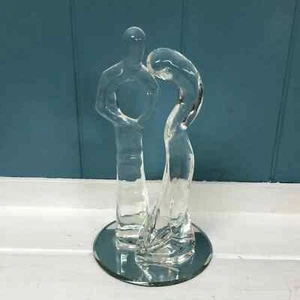Male Female bride groom 7” glass Abstract Art statue wedding cake topper - Picture 1 of 3