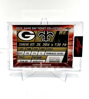 Aaron Rodgers 2023 NFL Leaf Game Day Ticket Collection Packers October 26 2014 - Image 1 of 2