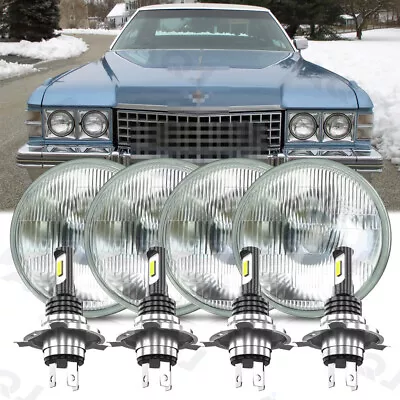 5.75 5-3/4 Round LED Headlights 4PC For Cadillac DeVille Eldorado 1962-1974 - Image 1 of 4