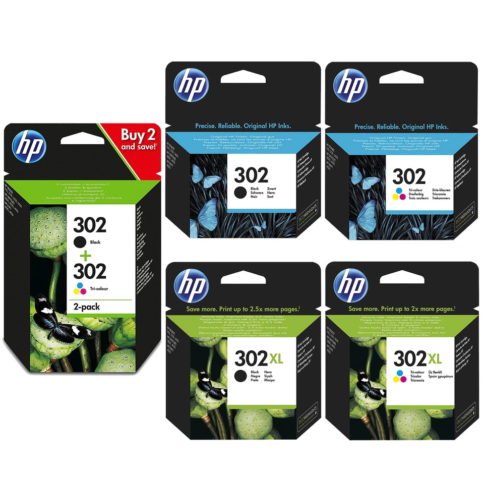 HP 302 Combo / 302XL Noir & Tricouleur Cartouche d'encre *Choisissez votre encre - Photo 1/1