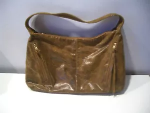 VASILIKI LAGIS BORSA HOBO DA DONNA SPAZIOSA IN PELLE SCAMOSCIATA LUCIDA NEI TONI DEL MARRONE/MARRONE - Foto 1 di 12