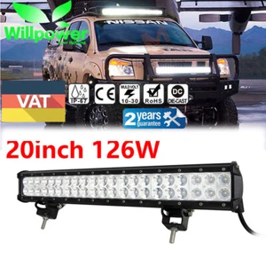 126W 20" inch LED WORK LIGHT BAR FLOOD SPOT COMBO OFFROAD 4WD SUV Driving LAMP - Imagen 1 de 10