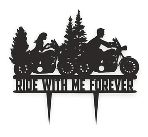 Motorbike Wedding Engagement high-quality cake topper silhouette - Imagen 1 de 1