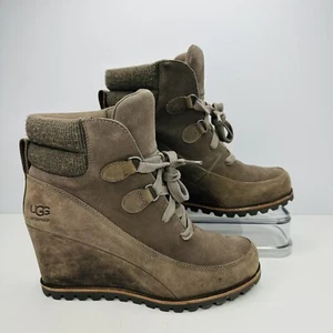 UGG Kriston Waterproof Wedge Boot Womens Size 7.5 Mole Brown Nubuck Boot 1108629 - Picture 1 of 9