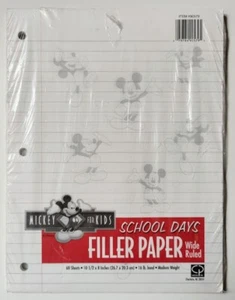 Papel de relleno vintage Mickey Mouse reglas anchas 60 hojas forradas selladas Disney años 90 - Imagen 1 de 4