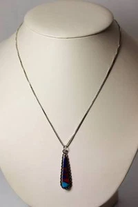 "Collar colgante de plata esterlina con incrustaciones de piedras preciosas nativas americanas 22"" - 6362" - Imagen 1 de 4