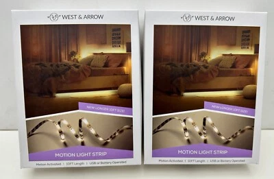 x2 Tira de luz de movimiento flexible LED West & Arrow de 10 pies cada USB o funciona con batería Foto 1 de 4