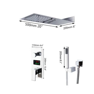 2 Functions Bathroom Digital Display Mixer Shower Faucet Set Rainfall Shower Set - Picture 1 of 5