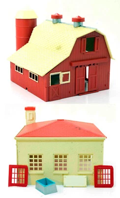 Plasticville O Scale Barn with Working Doors, Silo #1622 & Fire House, Station - Image 1 of 4
