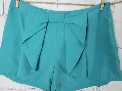 L'Amour Dressy Shorts size Large Seafoam Green Side Zipper Polyester Bow Front - Изображение 1 из 4