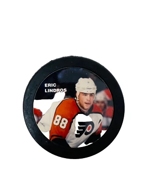 ERIC LINDROS PHILADELPHIA FLYERS VINTAGE AÑOS 90 LITOGRAFÍA DISCO NHL Foto 1 de 3