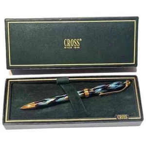 Bolígrafo Cross Pinnacle Peacock azul y dorado nuevo en caja hecho en EE. UU. - Imagen 1 de 3