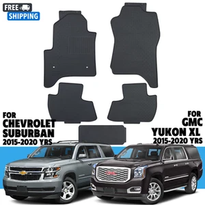 Floor mats for Chevrolet Suburban | GMC Yukon XL 2015-2020 Rubber Black - Picture 1 of 9