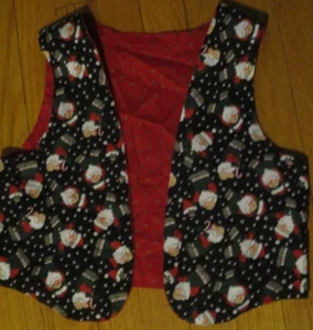 Santa Claus Vest Holiday Child Youth Reversible Stars Cotton Weave Fabric - Picture 1 of 5