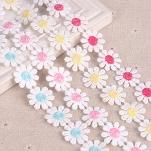 Cinta de bordar de tela de encaje con adornos de flores de margarita hágalo usted mismo ropa accesorios de costura - Imagen 1 de 8