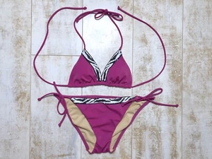Victoria’s Secret Pink Zebra Sequin Triangle Tie Bikini SMALL Top MEDIUM Bottom - Picture 1 of 3