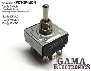 Toggle Switch 4 Pole, Double Throw Momentary On-Off-Momentary On Toggle Switch - Picture 1 of 4
