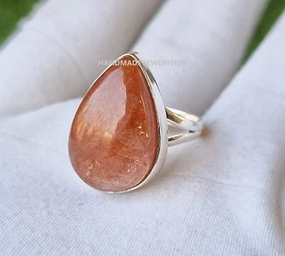 Anillo de regalo hecho a mano de plata de ley 925 con piedras preciosas de piedra solar PG2945 Foto 1 de 4