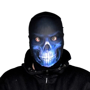 BLUE GRIM REAPER SCARY HALLOWEEN NOVELTY FABRIC FACE MASK FS081 - Picture 1 of 12