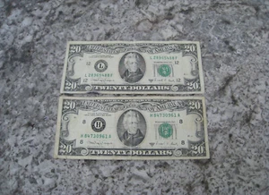 2 x $20 United States 1988 A USD Twenty Dollar Bill Bank Note Lot Free Shipping - Picture 1 of 8