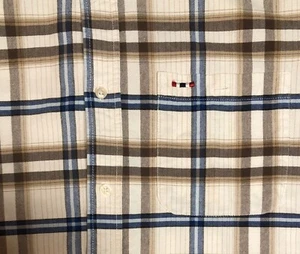 Larro Shirt Big Block Blue Brown Size M XLong Western Rodeo Flannel K51 - Picture 1 of 3