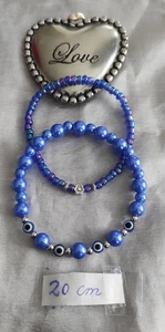 2  ARMBÄNDER Perlen Blau  Geburtstag  Geschenk BOHO SCHMUCK Charms Nikolaus  - Bild 1 von 3