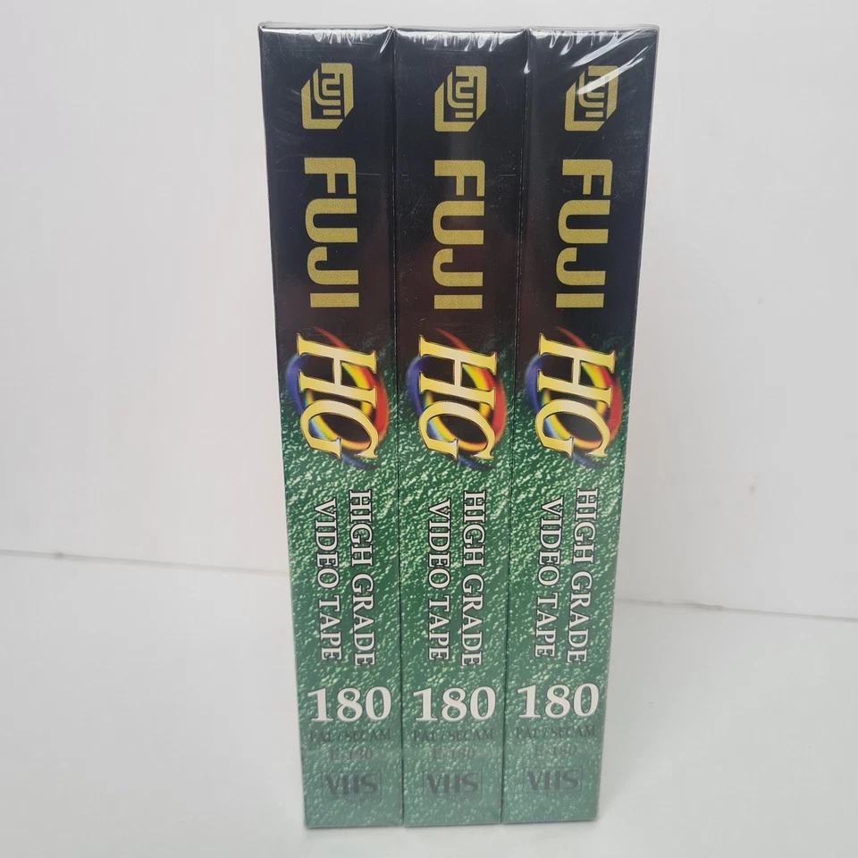 5 Blank High Grade Vintage VHS Tapes Fuji 3 Hour 180 Video PAL