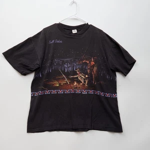 Vintage Habitat Shirt Herren Large Cowboy Pferd Wölfe Lagerfeuer Natur USA 1992 - Bild 1 von 5