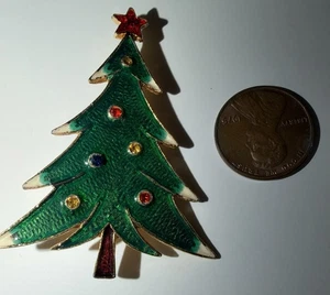 Vintage JJ Jonette Christmas Tree Green Enamel Small Multi Color  Holiday Pin 2” - Bild 1 von 4