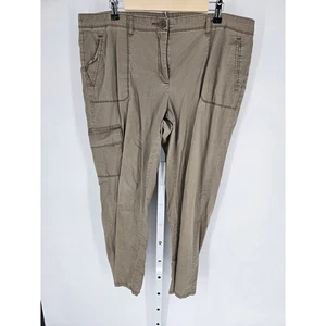 Liz Claiborne Women's Tan Wide Leg Straight Cargo Pocket Cotton Pant Size 16 - Picture 1 of 5
