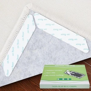 24 Pcs Adhesive Grippers for Rug, Dual Sided Non Slip Rug Tape Washable White - Picture 1 of 6