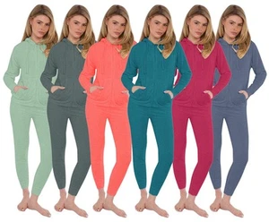 Ladies EX HM Towelling Lounge Set 2 Piece Hooded Zip Top Summer Loungewear - Picture 1 of 25