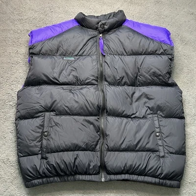 Vintage 90s Columbia Sportswear Full Zip Up Puffer Vest Men's Sz XL Black/purple - Image 1 of 4