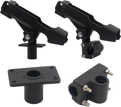 2 PACKS Boat Fishing Pole Rod Holder Tackle Adjustable Side Rail Mount For Kayak - Image 1 of 4