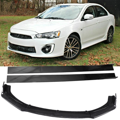 Front Bumper Lip Spoiler Splitter Carbon Fiber For Mitsubishi Lancer 2010-2017 Foto 1 de 4