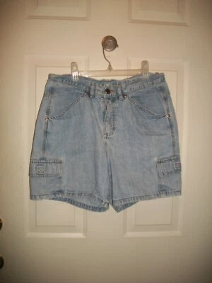 Vintage Riders Denim Lavado Ligero Carga, Pantalones Cortos Carpintero Talla 8 Foto 1 de 4