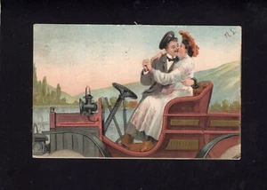 Series Of 3 Early Automobile Cards Lovers In Action In The Auto 1906 - Picture 1 of 6