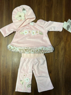 Nuevo con etiquetas Conjunto de Pantalones Boutique CachCach Minky Rosa Suave con Sombrero y Borde Estampado Animal 3M Foto 1 de 2