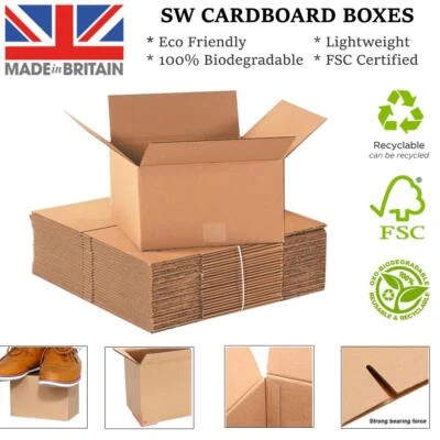 Cardboard Boxes Single Wall Packing Cartons Storage Removals Mailing Post Box - Image 1 of 4