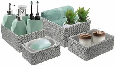 (4) Sorbus Storage Boxes Basket Organizer Set - Stackable Woven Paper Rope Bins - Image 1 of 2