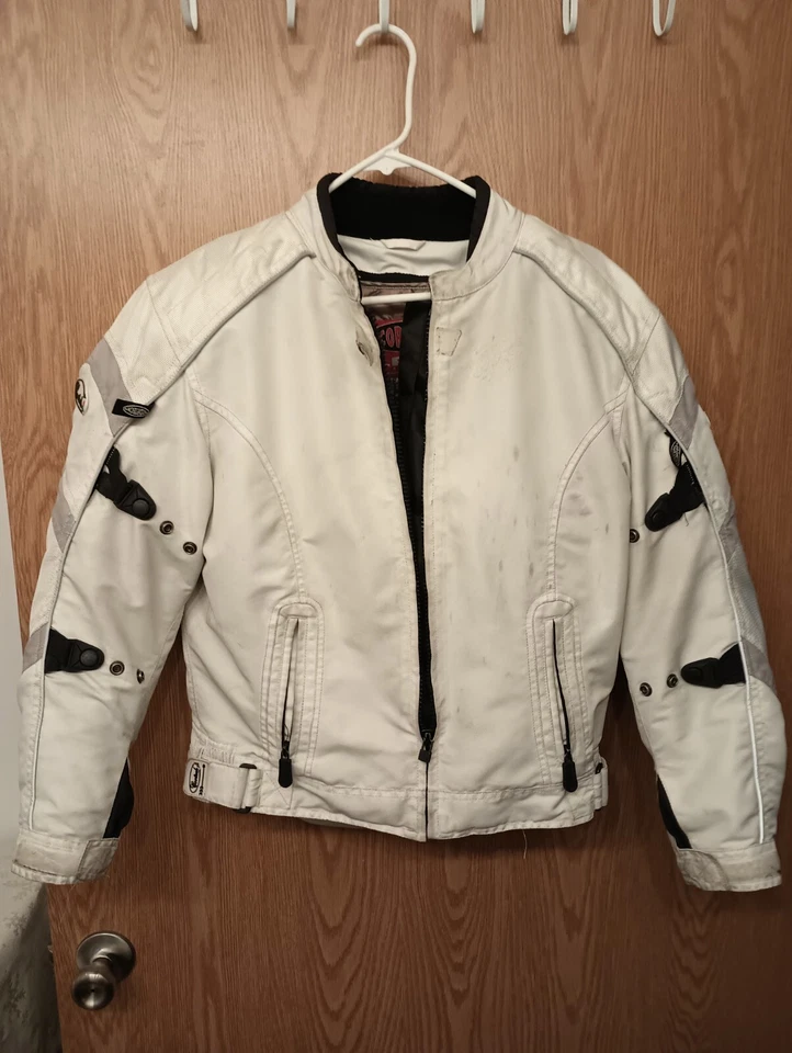 Chaqueta de Motocicleta Cortech LRX Con Armadura Mujer Gris Medio Blanco Exterior Activo Foto 1 de 4